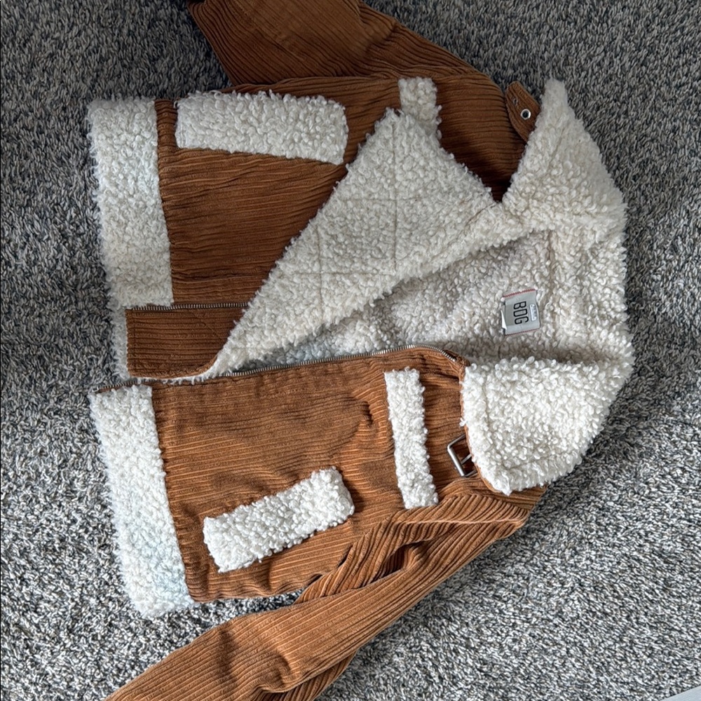 BDG Tan and White Sherpa Jacket